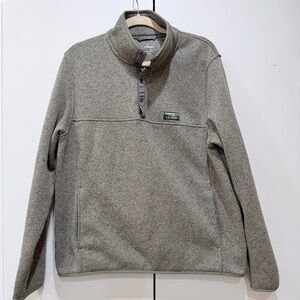 LLBean Mens 1/4 Button Pullover XL Reg Green Slightly Fitted